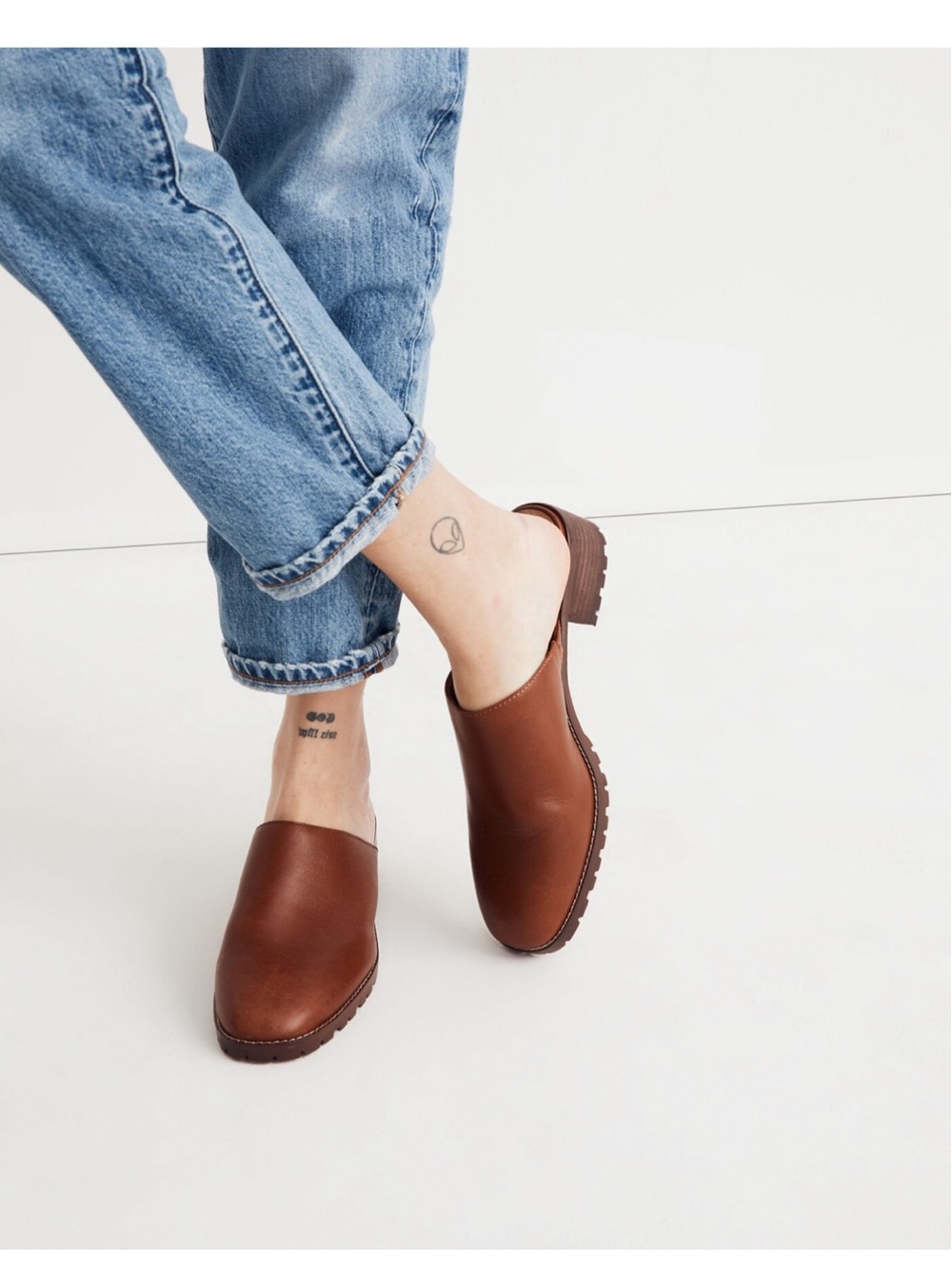 Madewell Mindy Lugsole  Mules Leather Slip-On Clogs in Dried Maple NH224 NWT